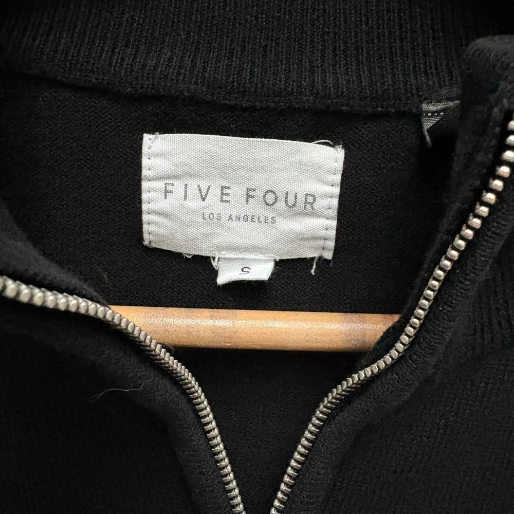 Men's Small 1/4 Zip Black Five Four LA Medium Weight Knit Pullover - Picture 5 of 7